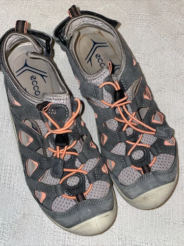 Sandali donna Ecco River taglia 38 U.S. 7 M grigio pelle di yak outdoor kayak barca