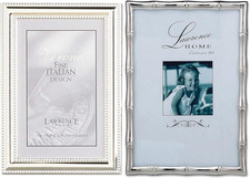 Elegant Silver-Plate 4x6 Picture Frame with Delicate Beading  Bamboo Design