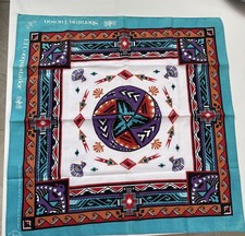 Wamcraft Bandana Unisex OS Turquoise Southwestern Tribal Vintage Made in USA 21"
