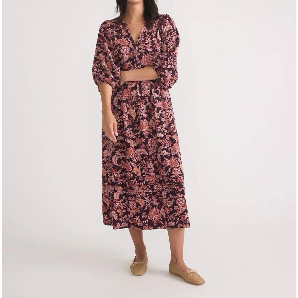 Boho Maxi Floral Marine Layer Lola Dress Soft and Flowy Relaxed Fit Size Small
