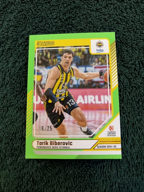 2024-25 Tarik Biberovic Green Flood /25 Panini Donruss Euroleague - #90 (RC)