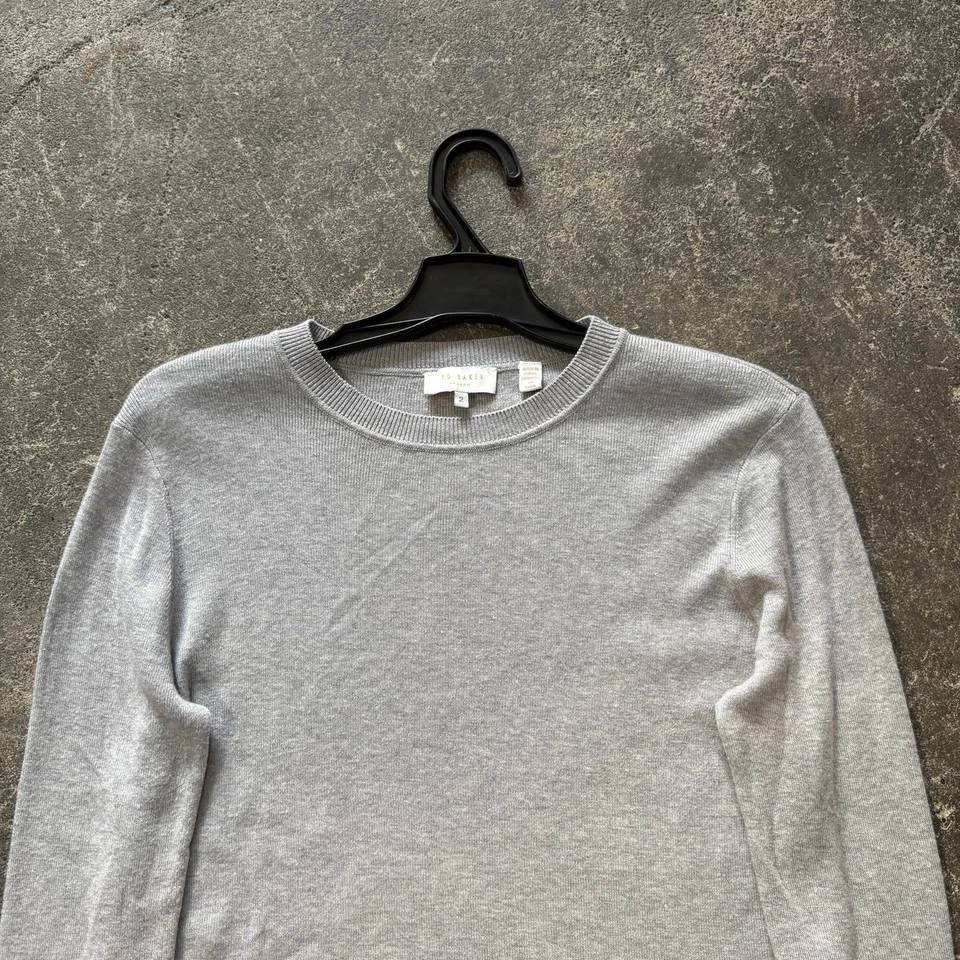 Ted Baker свитер женщин M 2 серый Karley минерал насмешливый цветочный рубашка хвост Топ - Изображение 2 из 4