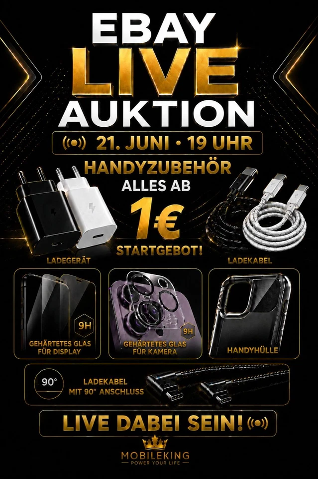 Alles ab 1€ live Auktionen: iPhone,  Samsung, Huawei, Xiaomi Handyzubehör