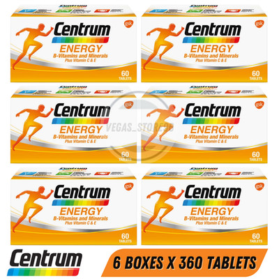 6 X 60's New Centrum Energy B-Vitamins and Minerals + Vitamin C & E