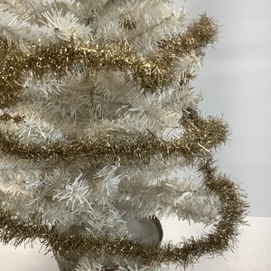 ANTIQUE VTG FEATHER TREE TINSEL GARLAND LIGHT GOLD 2 STRANDS 14’ TOTAL  1/2” W
