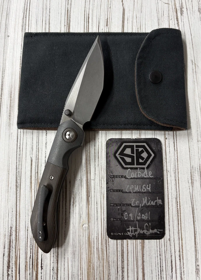 SDKnives (Steve Dumchus) carboneto marrom Micarta ácido lavado CPM154 - Imagem 2 de 4