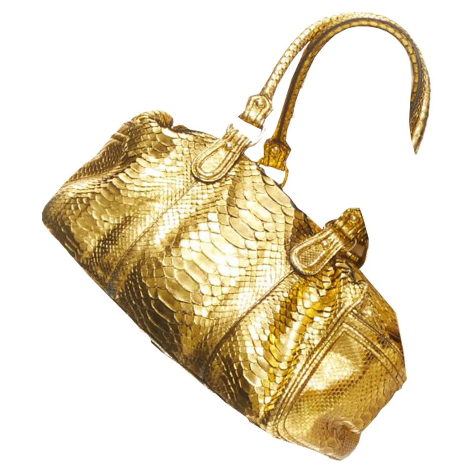 Bolso de Lona Zagliani Metálico Escala G Cuero Asa Superior Boston Mujer Go One Foto 2 de 4