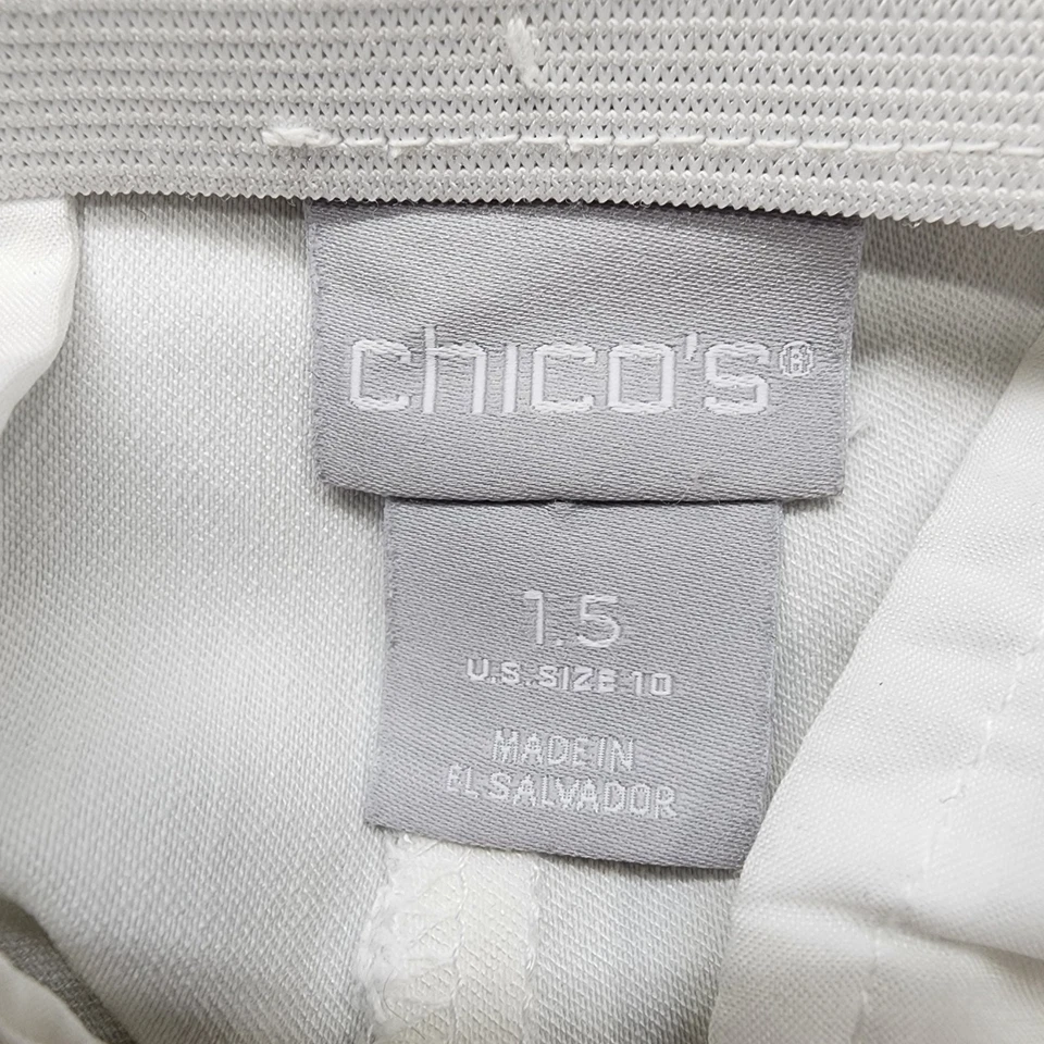 Chico's Pants Womens 1.5 M/10 White Brigette Straight Crop So Slimming Stretch - Image 4 of 4