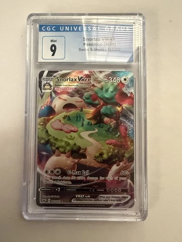Snorlax VMAX CGC 9 Full Art Sword And Shield Base Set 142/202 Pokemon Card