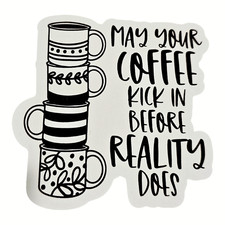 Coffee Sticker Set 4, Waterproof , Funny Quotes, Hot Cocoa, Christmas 3x3 Size