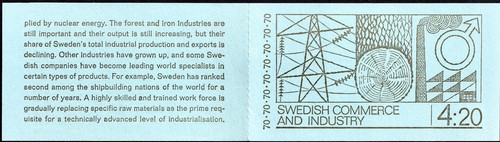 Schweden, komplette Heftchenscheibe mit 6 Marken, postfrisch-1970, 70 öre, Sc. 866a, SG SB249 - Bild 2 von 2