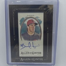 Topps 2017 Allen & Ginter Framed Mini Autograph Bradley Zimmer #MA-BZ Indians