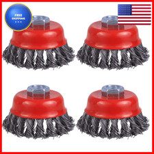 Wenora Wire Cup Brush For Angle Grinder 4 Pack 3 Inch Twisted Knotted Wire