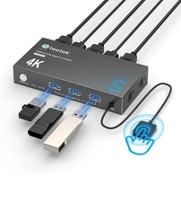 USB 3.0 HDMI KVM Switch 1 Monitor 2 Computers 4K@60Hz USB Cables NEW SEALED BOX