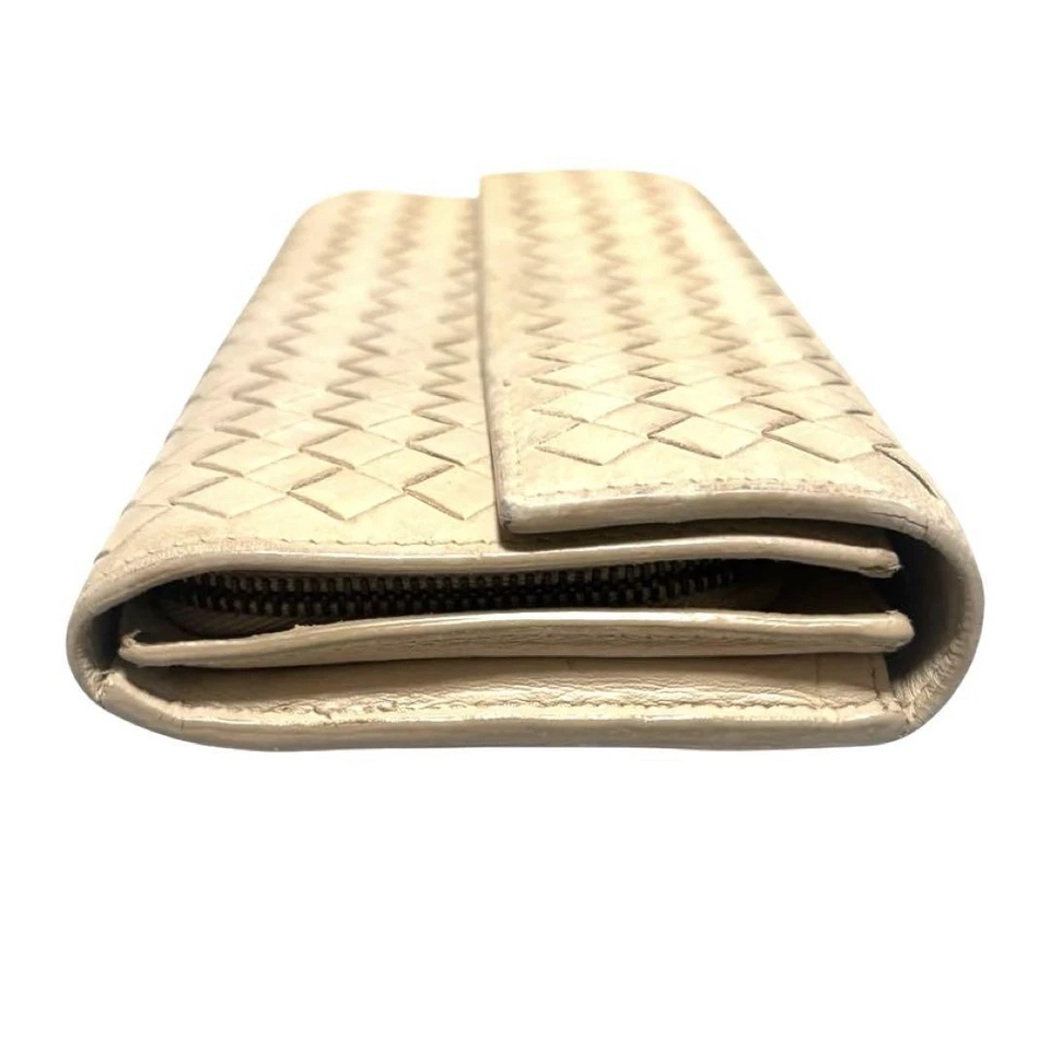 Auténtica Cartera Larga Bottega Veneta Marfil Intrecciato Cremallera Alrededor Foto 4 de 4