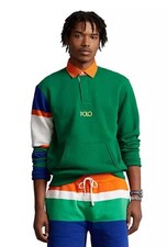 Polo Ralph Lauren Men's Rugby Pullover Sweatshirt Green Orange Blue 168 Sz M