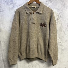Vintage 70s GUCCI Lana Wool Brown Collared Sw...