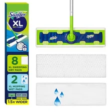 Swiffer Sweeper Dry + Wet XL Sweeping Kit (1 Sweeper, 8 Dry Cloths,2 Wet Cloths)