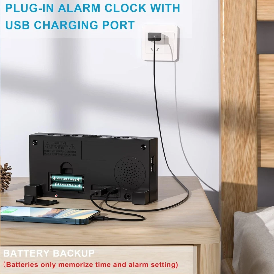 Loud Alarm Clock with Bed Shaker for Deaf, Heavy Sleepers, Hearing Impaired - Image 4 of 4