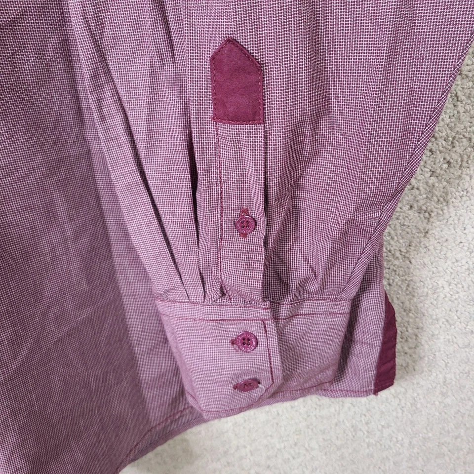 Camisa vaquera vintage Knockout para hombre 5XB roja borgoña Y2K camisa abotonada algodón Foto 4 de 4