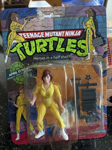 TMNT April O'Neil Playmates 1988 Figure Blue Stripe Jumpsuit #5005 NIP