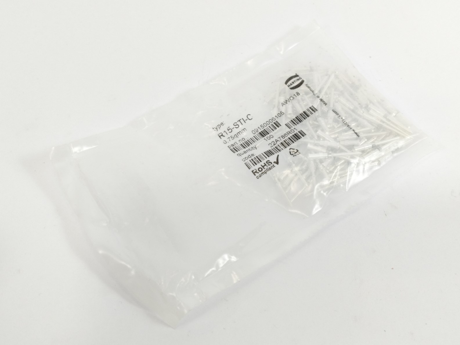 Harting Men's Silver Crimp Contact D, M 10A 0,75Mm² 09150006105 - Image 3