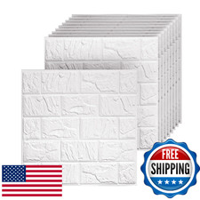 Umedol 40 PCS 3D Wall Panels Peel and Stick Faux Foam 11.8"x11.8" White Brick