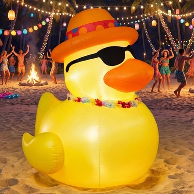 Hungdao 5 ft Summer Inflatable Duck Outdoor Decorations with Built-in white