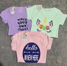 Infant Baby Bodysuit Lot 3 12M Handmade Funny Unicorn Girl One Piece