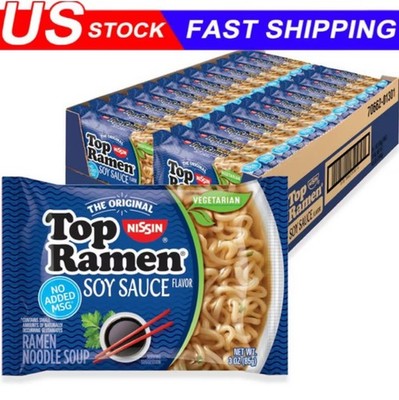Nissin Top Ramen Noodle Soup, Soy Sauce, 3 Ounce (Pack of 24)