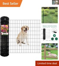 36" Black Vinyl Welded Wire Fencing Roll - Lightweight & Rustproof for Gardens