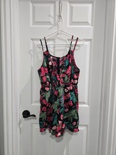 Shein Floral Shortall Jumpsuit Multicolor Bohemian Hawaiian Festive XL EUC