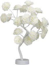 White Rose Lamp Light up Rose Tree Lamp Tabletop Flower Tree Lights