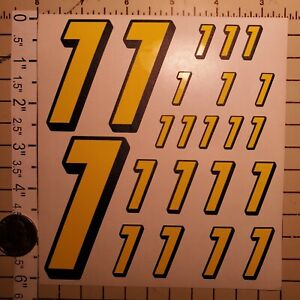 Yellow w/Silver & Black #4's  Racing Numbers Vinyl Decal Sheet 1/10-1/12 slash