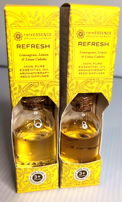 RareEssence Aromatherapy Mini Reed Diffuser Refresh Lemongrass 1 fl oz Lot 2x