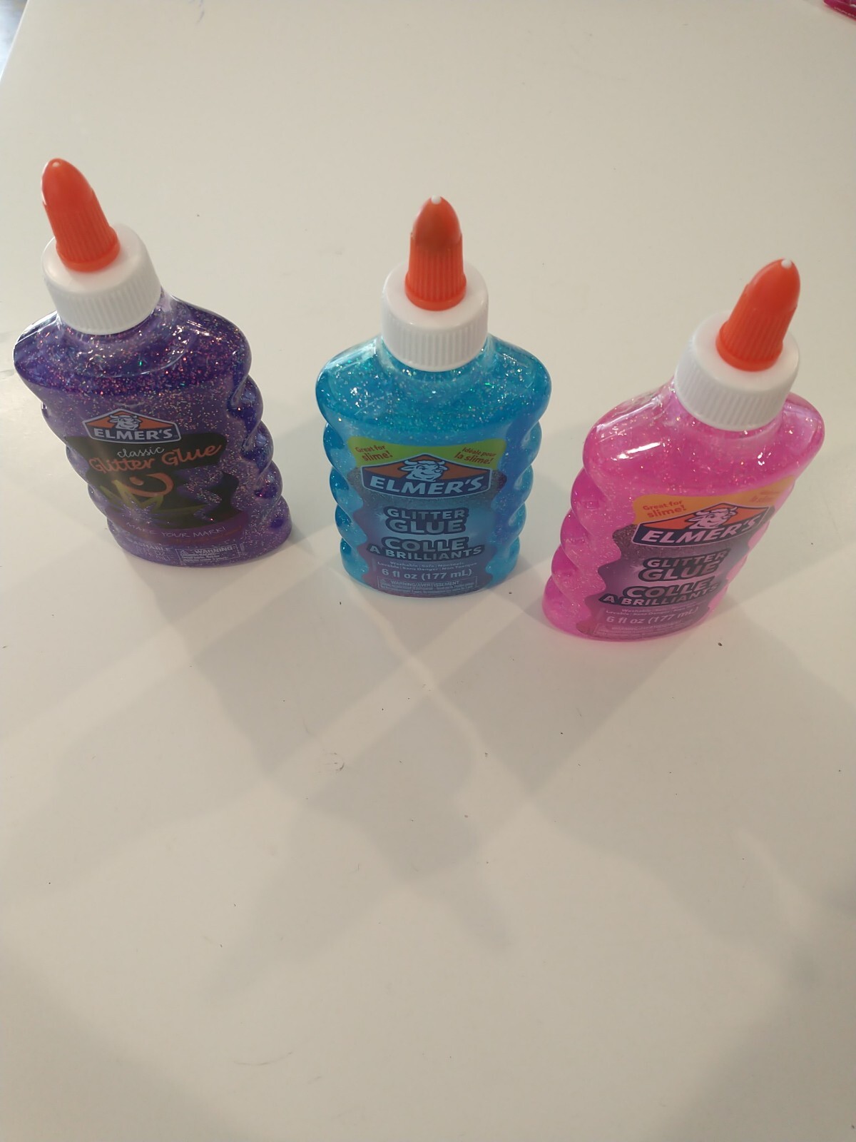 Elmer's 3 Pk Glitter Glue (Pink, Blue, Purple) 6oz each bott