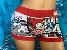 NWT Marvel Comic Strip Captain America Hero Red White Blue Boyshorts Panties M