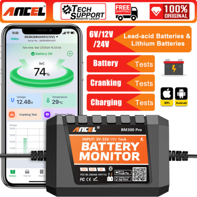 ANCEL BM300 Pro Car Battery Tester Analyzer Charging Cranking Test 6V 12V 24V