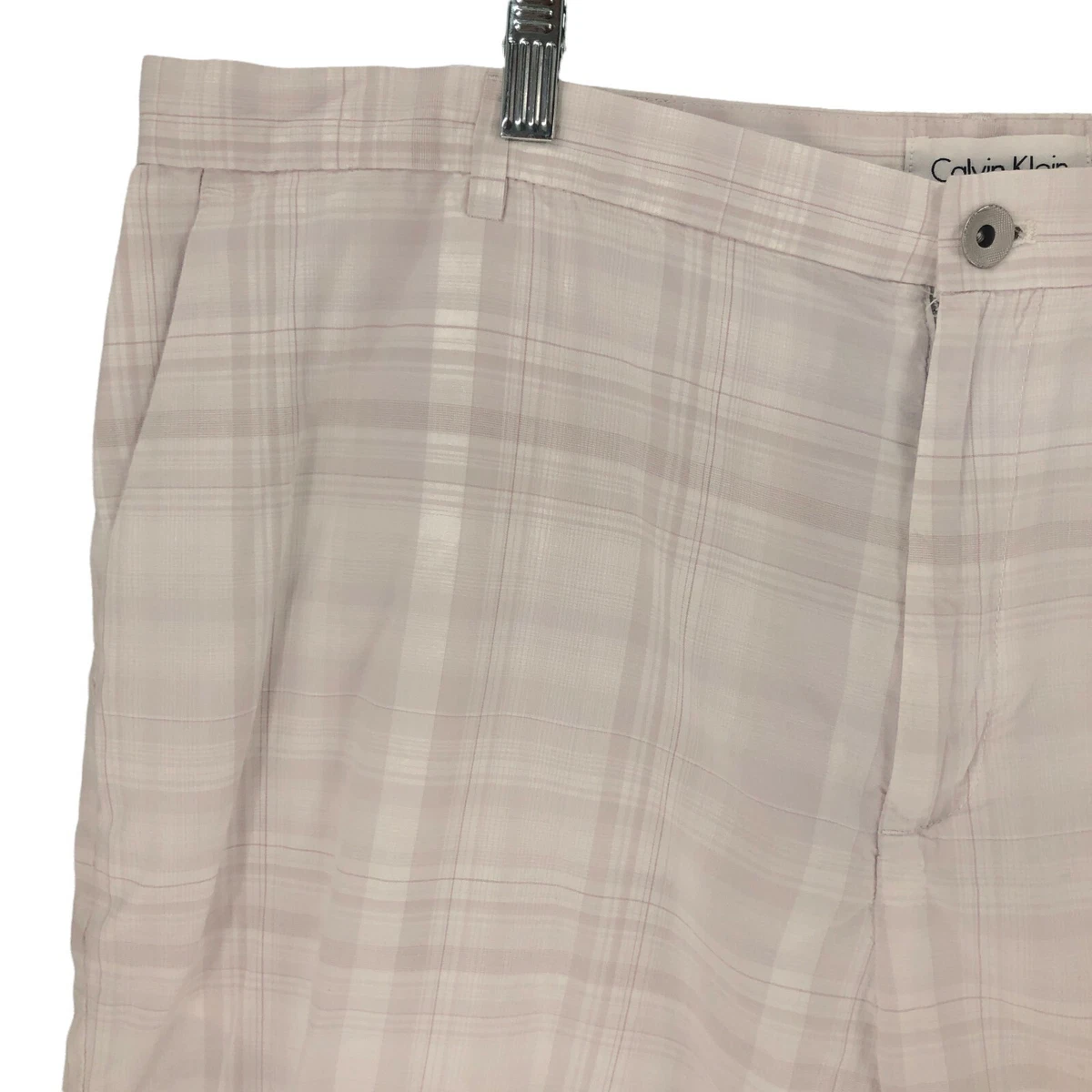 Calvin Klein Shorts Mens 40 Off White Gray Plaid Bermudas Casual