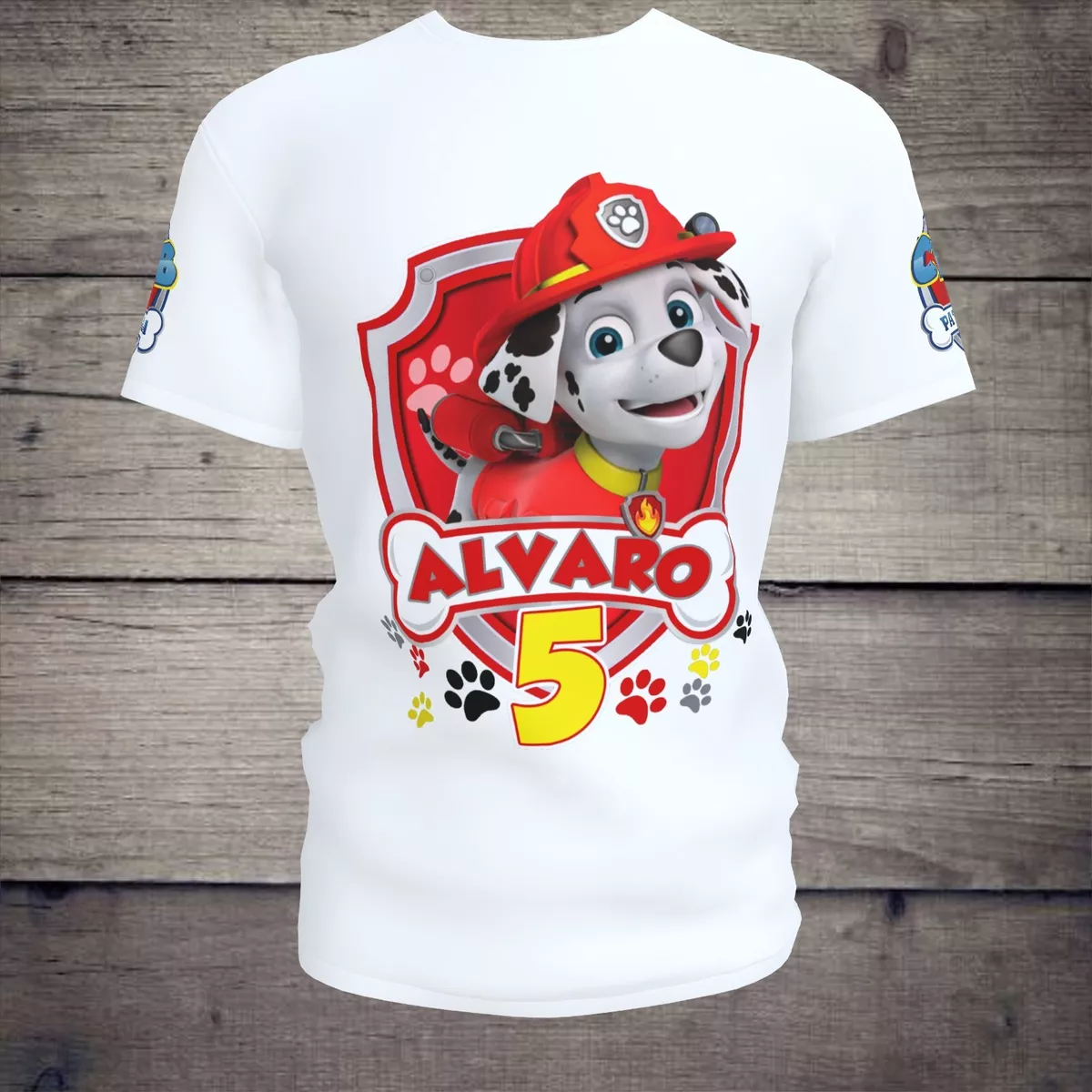 Camiseta Patrulla Canina Marshall personalizada. Paw Patrol