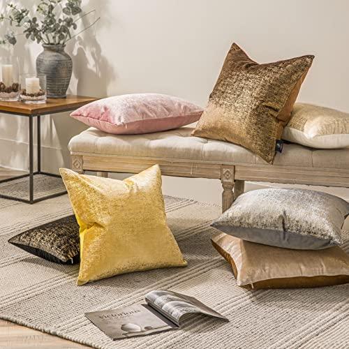 Paquete de 2 fundas de almohada decorativas de terciopelo brillante oro suave - Imagen 5 de 6