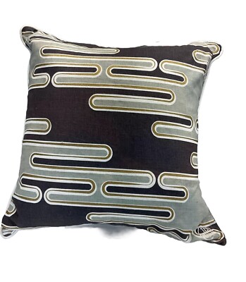 20 X 20 Jonathan Adler Linen Abstract Brown gold Grey Neutral + Down Pillow