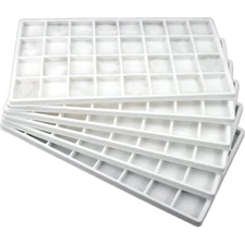 6 White Jewelry Tray Inserts 32 Compartments Display