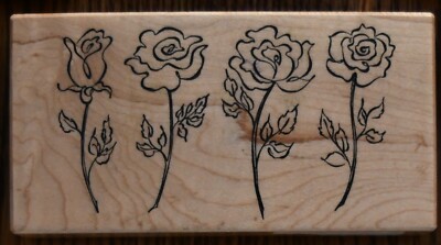 PSX 4 Rose Bud to Full Bloom Flowers Rubber Stamp K-2291 Garden Floral Botanical
