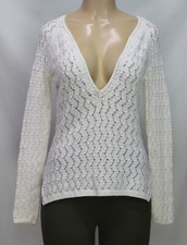Ann Taylor Loft Women's Sweater Long Sleeve White Cotton Size S