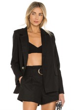 Lovers Friends Hermosa Blazer Black Button Closure Linen Revolve XS NWT 178