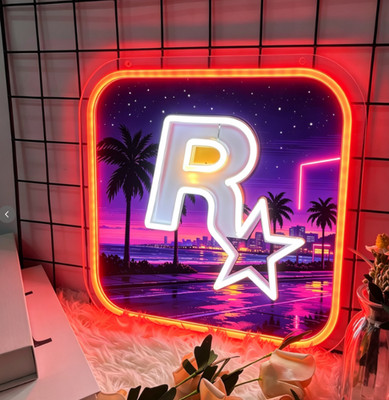 Rockstar Games Neon 30x30 USB Gaming Wall Decor LED Sign Lamp