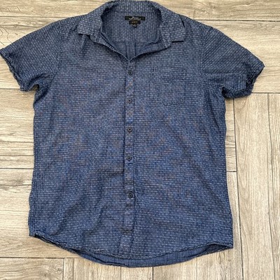 Marc Anthony Slim Fit Short Sleeve Button Down Blue Shirt Size Large