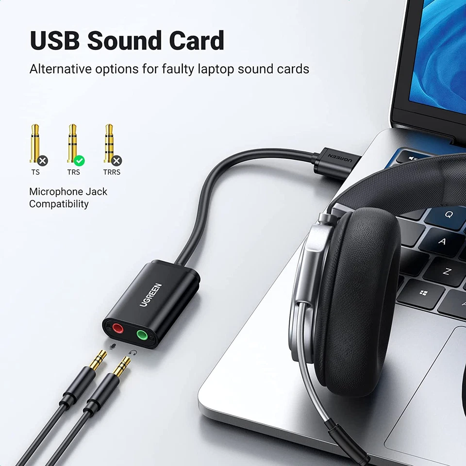 USB to Aux Adapter External Sound Card High-Resolution DAC Audio Jack Adapter - Image 2 of 4