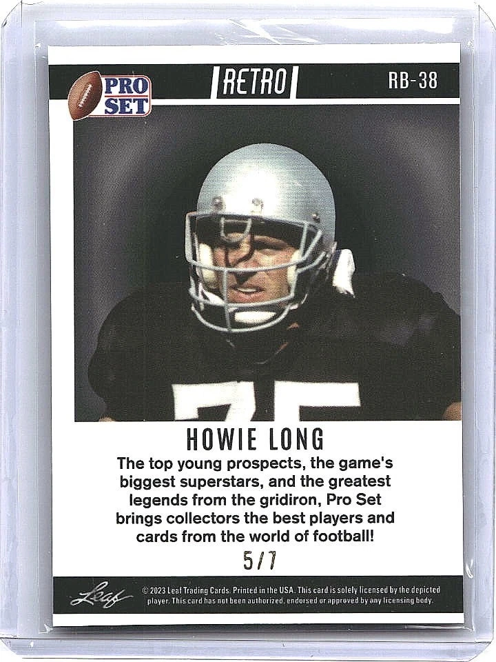 2023 Leaf Pro Set Metal Retro Blue Crystals /7 Howie Long #RB-38 HOF Raiders - Image 2 of 2